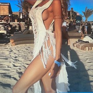 CROCHET Bohemian Fringe beach cover up, club outfit, max/gothic…